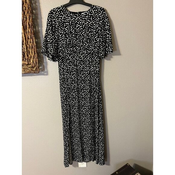 TopShop Dress Black White 6 Small Flowy Maxi Short Sleeve NWT - Picture 7 of 7